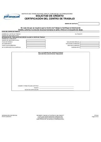 Formato de solicitud de crédito Fonacot para imprimir