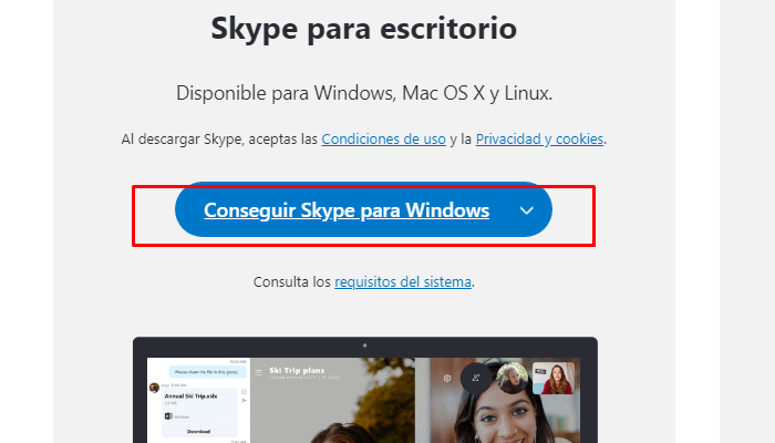 Conseguir Skype para Windows
