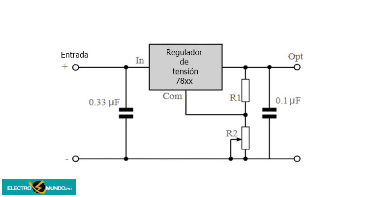 Circuito regulador de tensión variable