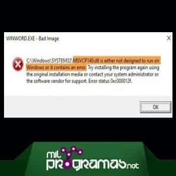 DLL No Está Diseñado Para Ejecutarse En Windows O Contiene Un Error