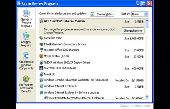 Agregar o quitar programas en Windows XP