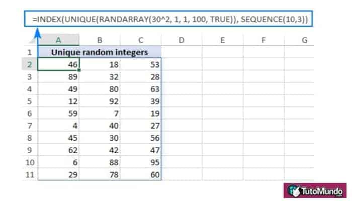 Crear un rango de números aleatorios no repetidos en Excel