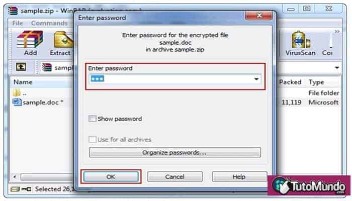 Copia la contraseña que has obtenido con ZIP Password Genius