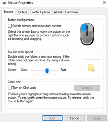 cambiar la sensibilidad del ratón en Windows 10