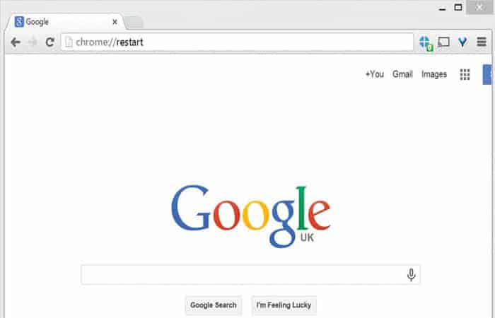 Reinicia el navegador web Chrome