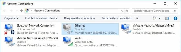 No se detecta cable Ethernet en Windows 10