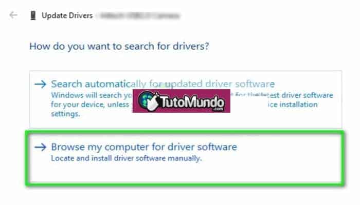 "Buscar software de controlador en mi ordenador".