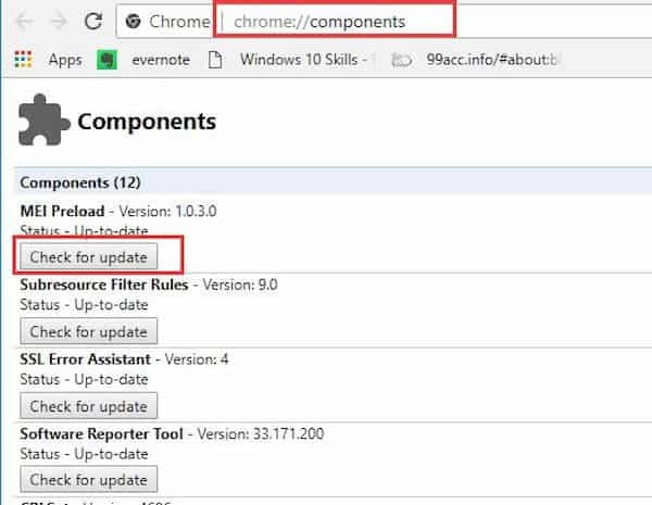 Actualizar los Componentes de Chrome