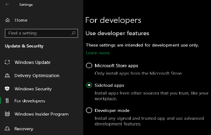 Configuración del instalador de aplicaciones en Windows