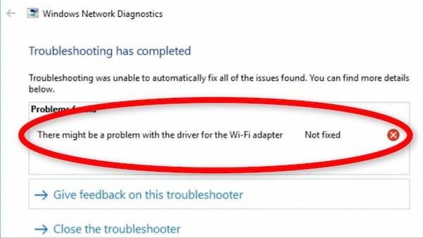 problema con el controlador del adaptador Wi-Fi