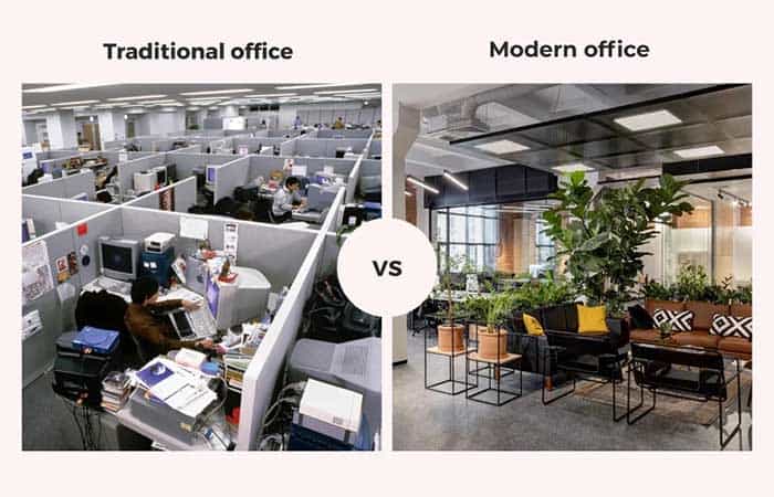 Oficina moderna y oficina tradicional